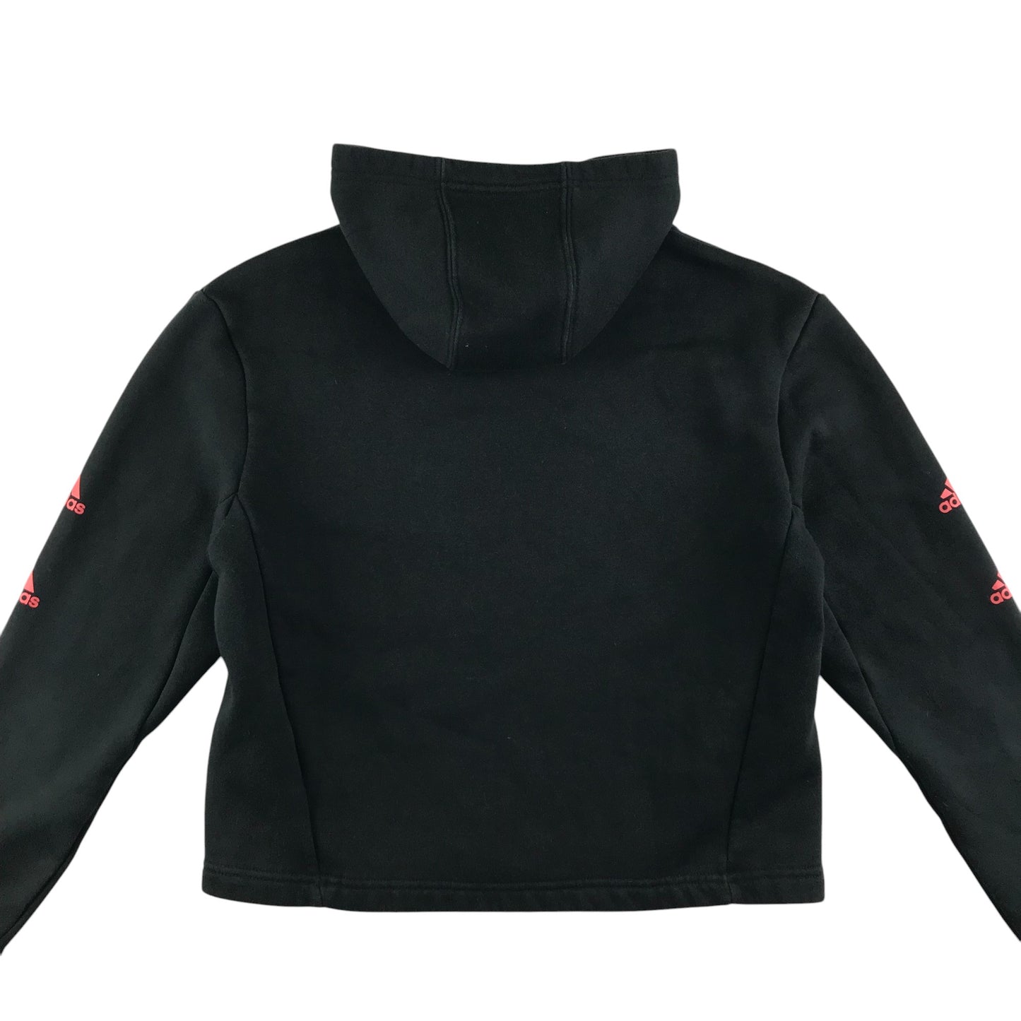 Adidas hoodie 13-14 years black plain with pink detailing cropped