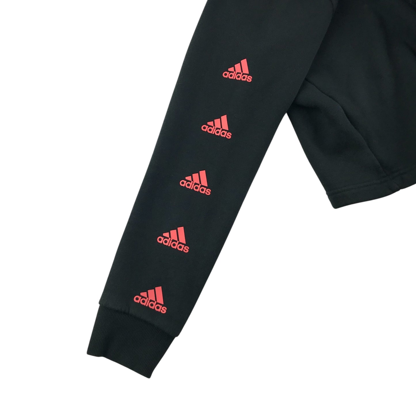 Adidas hoodie 13-14 years black plain with pink detailing cropped