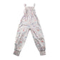 Tu jumpsuit 7-8 years white floral graphic print cuffed legs shoulder straps cotton