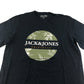 Jack & Jones t-shirt men's S black floral text logo design