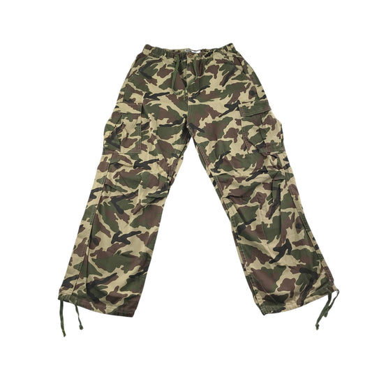 Bershka trouser women's M khaki green denim forest jungle camo cotton