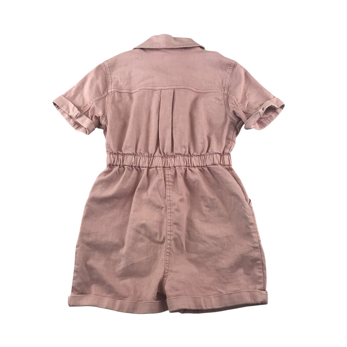 Matalan playsuit dress 9-10 years pink denim plain collared button up with shorts
