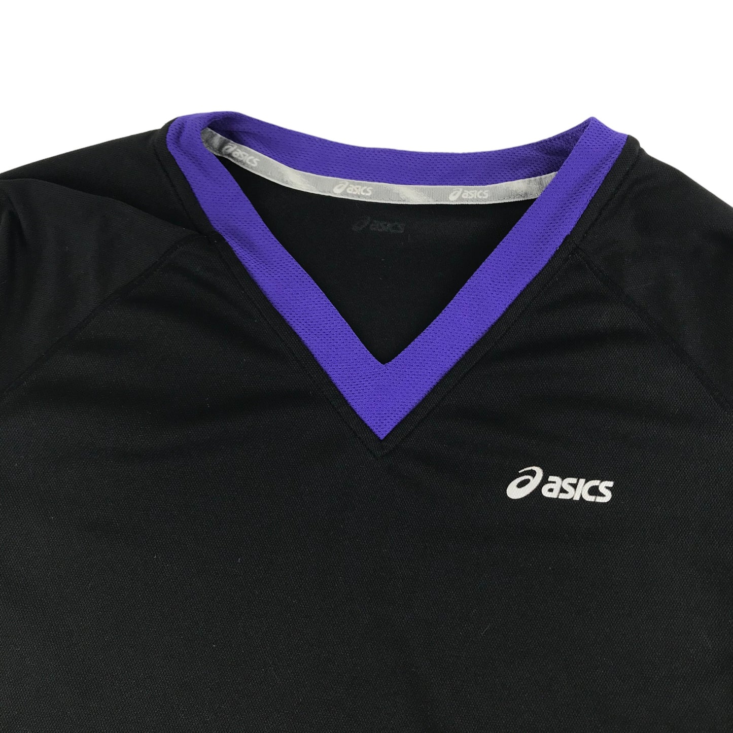 Asics Running Top Size Women's M Black and Purple Long Sleeve V-neck