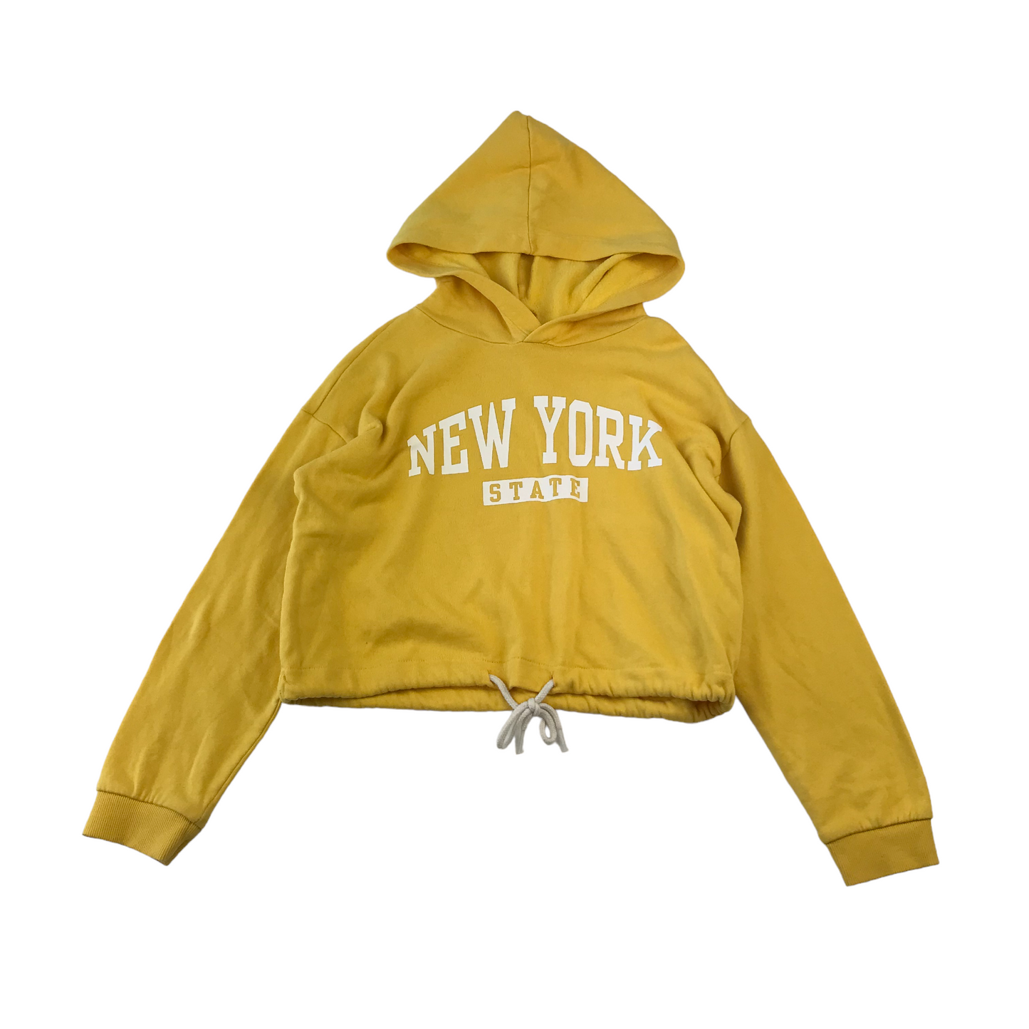 H&M Pullover Hoodie Age 8 Yellow Text Graphic Cropped