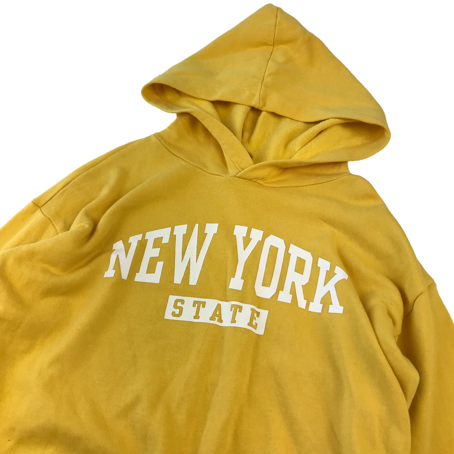 H&M Pullover Hoodie Age 8 Yellow Text Graphic Cropped