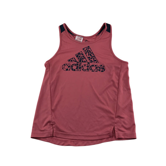 Adidas sport top 11-12 years pink large animal print logo tank top