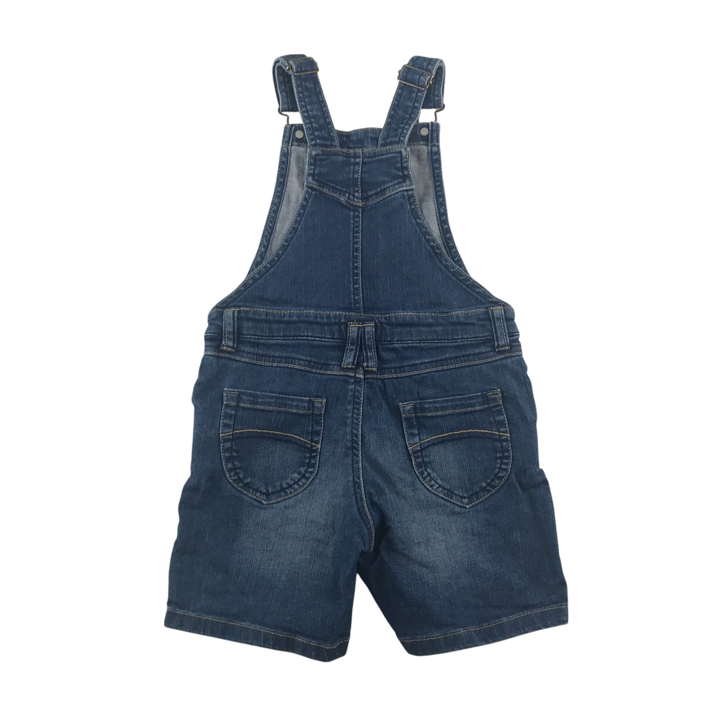 M&S dungaree dress 5-6 years blue denim sparkly triangle design with shorts