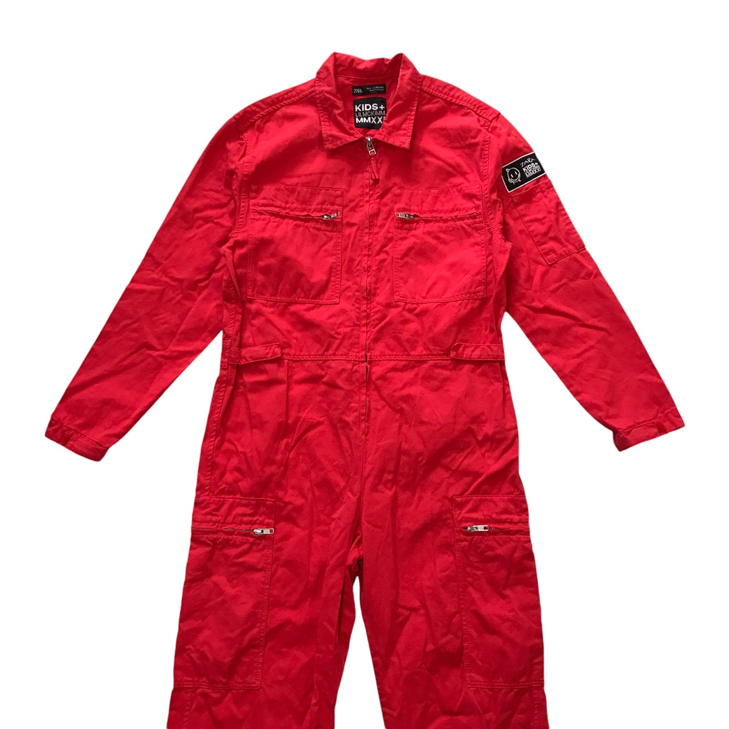 Zara boiler suit 13-14 years red onesie with zipper cotton