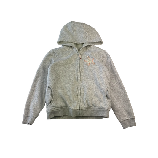 M&S Hoodie Age 9 Grey Pearl Star Full Zipped