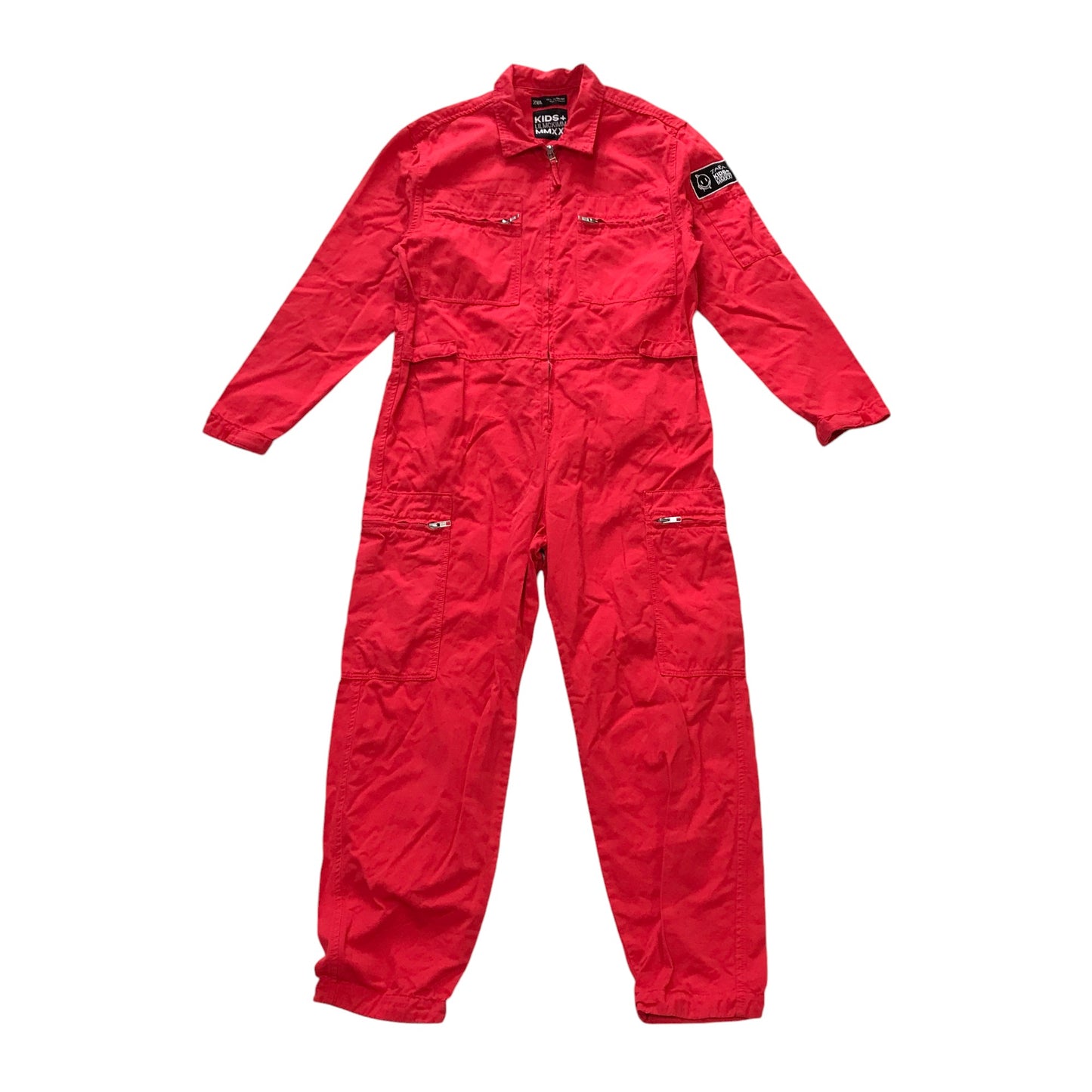 Zara boiler suit 13-14 years red onesie with zipper cotton