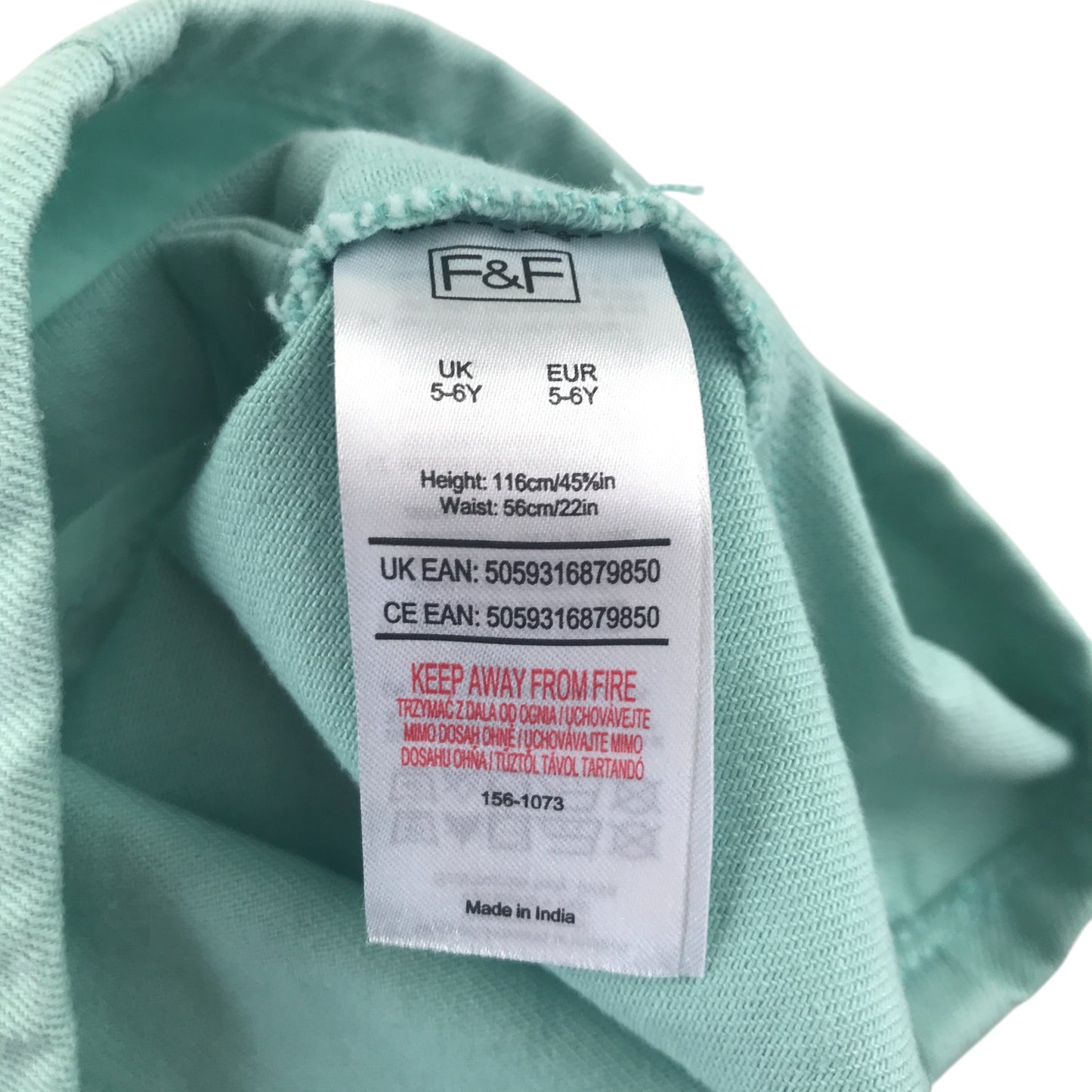 F&F dungaree shorts 5-6 years light blue denim cotton