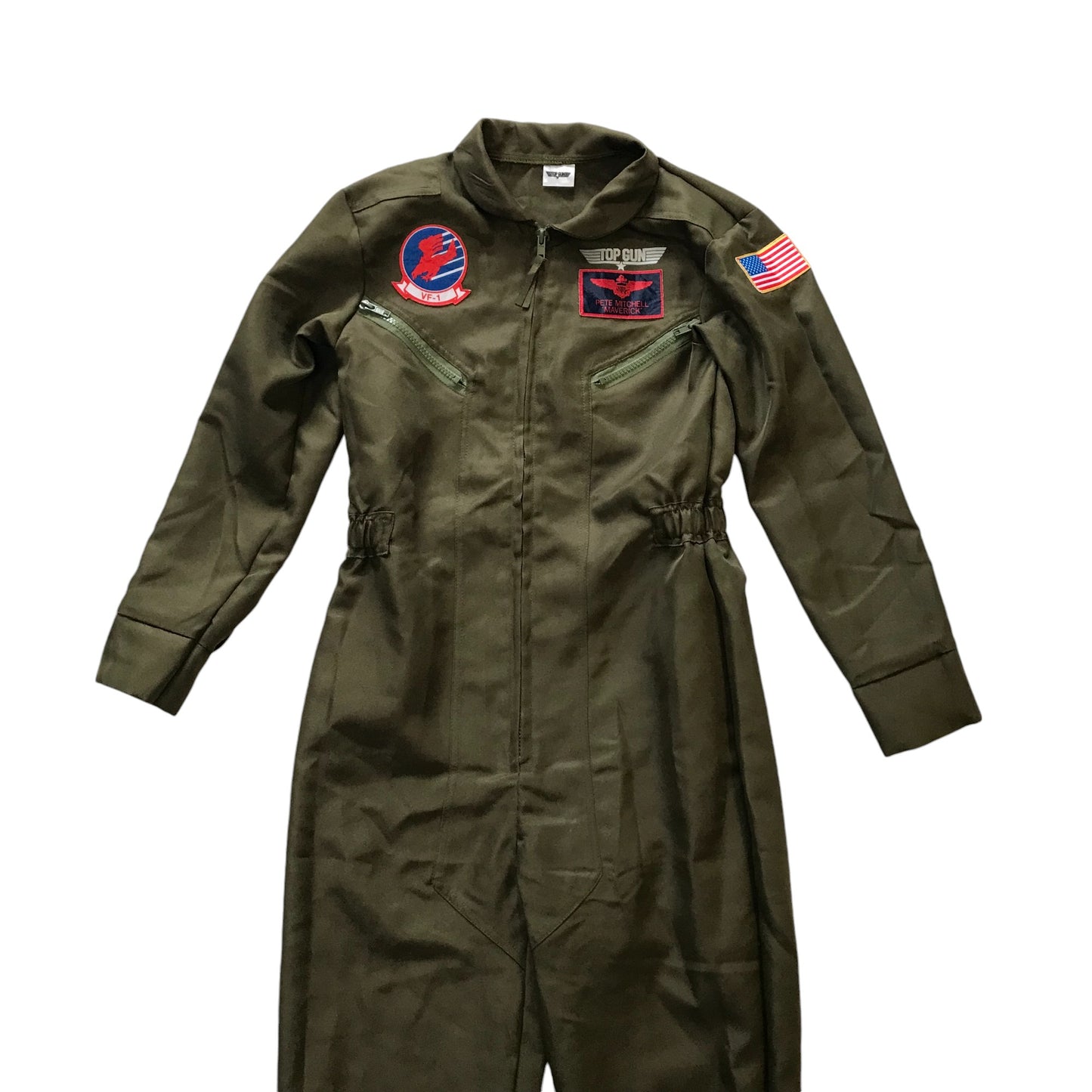 Top Gun costume 10-12 years khaki onesie pilot Pete Maverick Mitchell