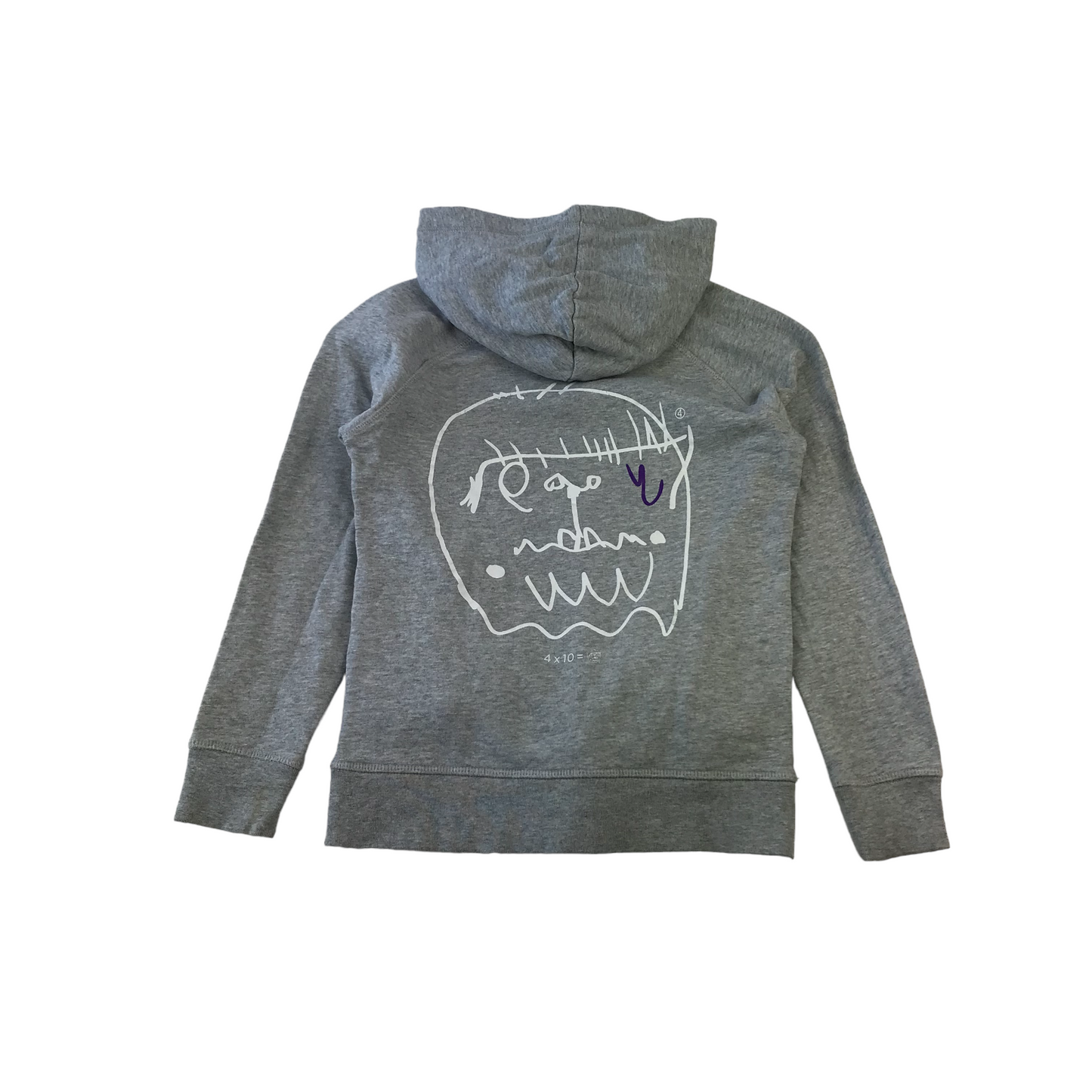 Forty Hoodie Age 9 Grey Pullover Text and Graphic Logo