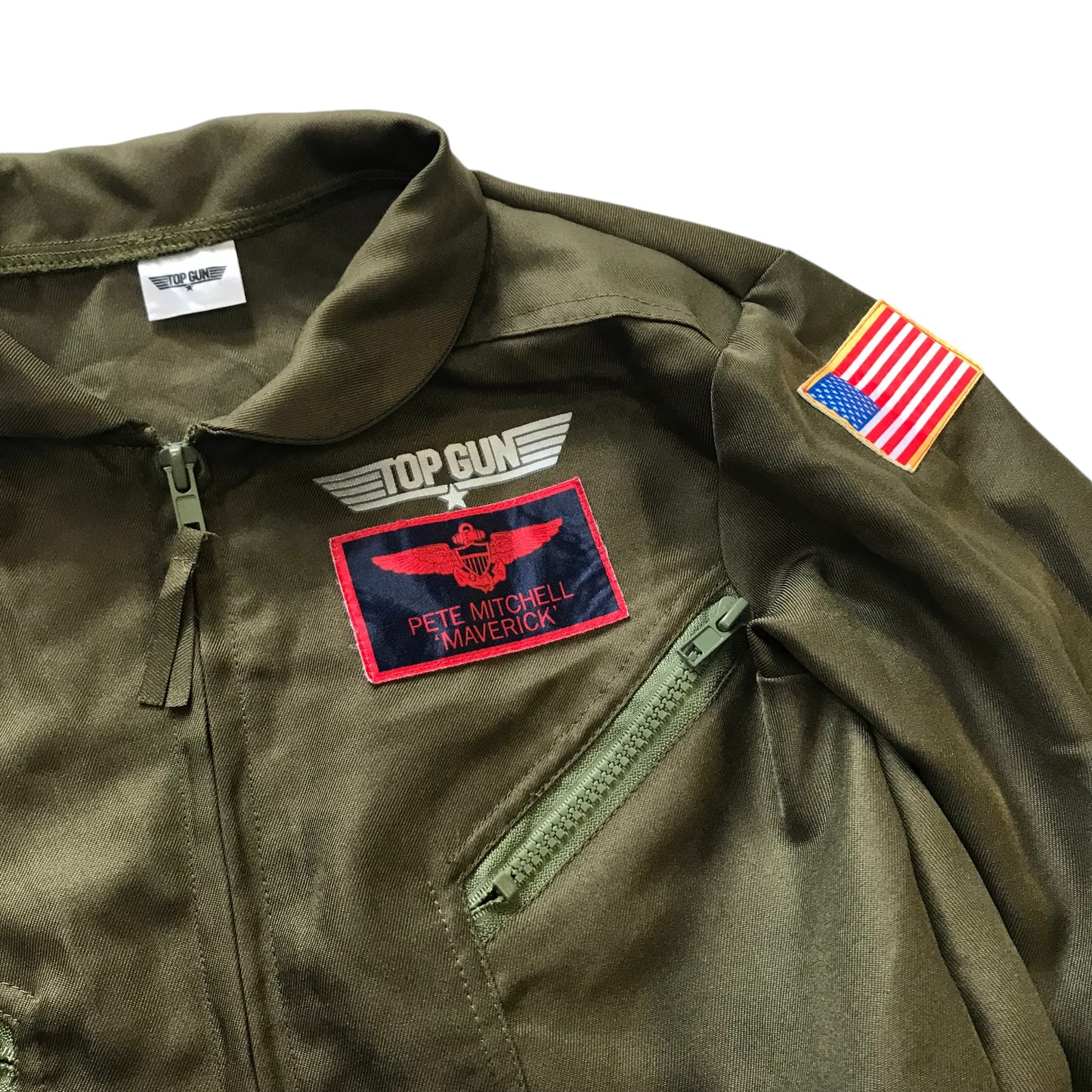 Top Gun costume 10-12 years khaki onesie pilot Pete Maverick Mitchell