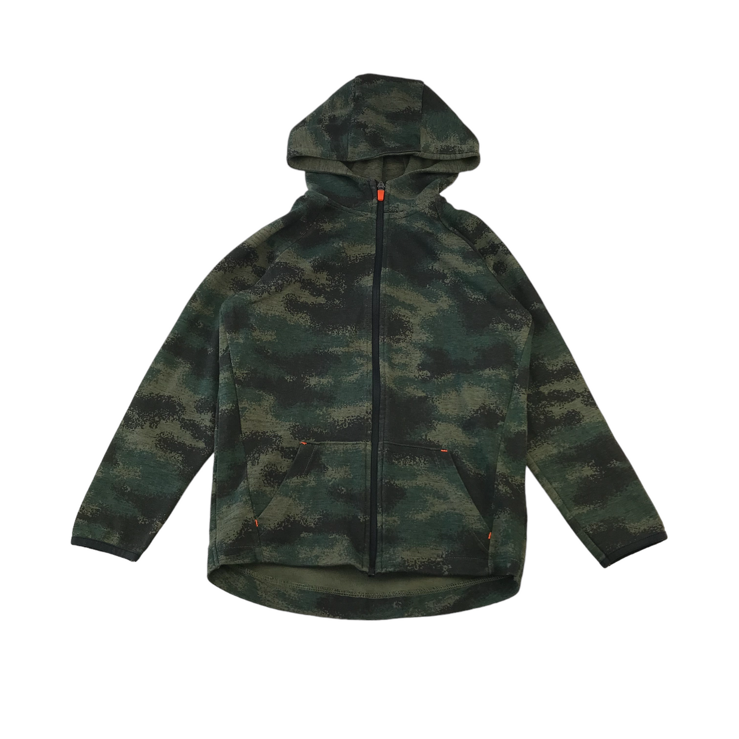 F&F Hoodie Age 9 Green Full Zipper Camo