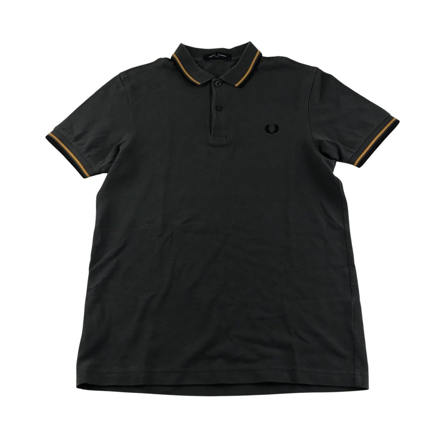 Fred Perry Polo Shirt Men's S Grey with Orange and Black Detailing Embroidered Logo Cotton