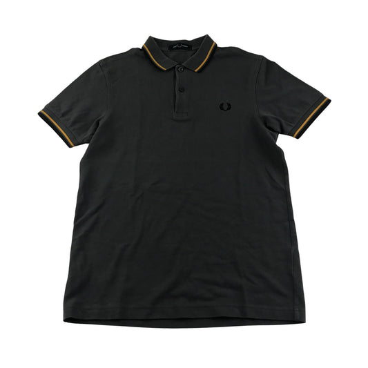 Fred Perry Polo Shirt Men's S Grey with Orange and Black Detailing Embroidered Logo Cotton