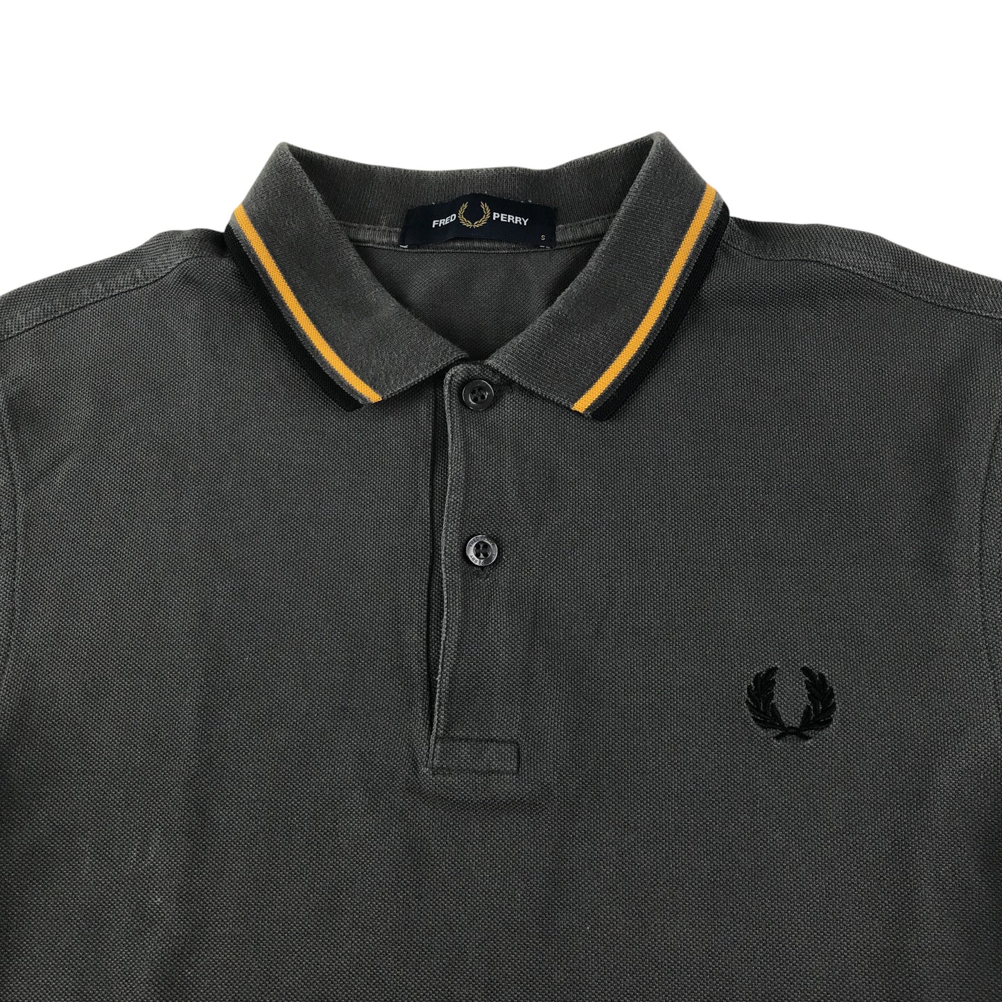 Fred Perry Polo Shirt Men's S Grey with Orange and Black Detailing Embroidered Logo Cotton