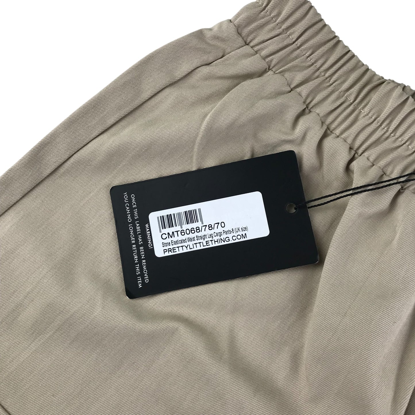 Pretty Little Thing trouser women's size UK 8 beige plain cargo style