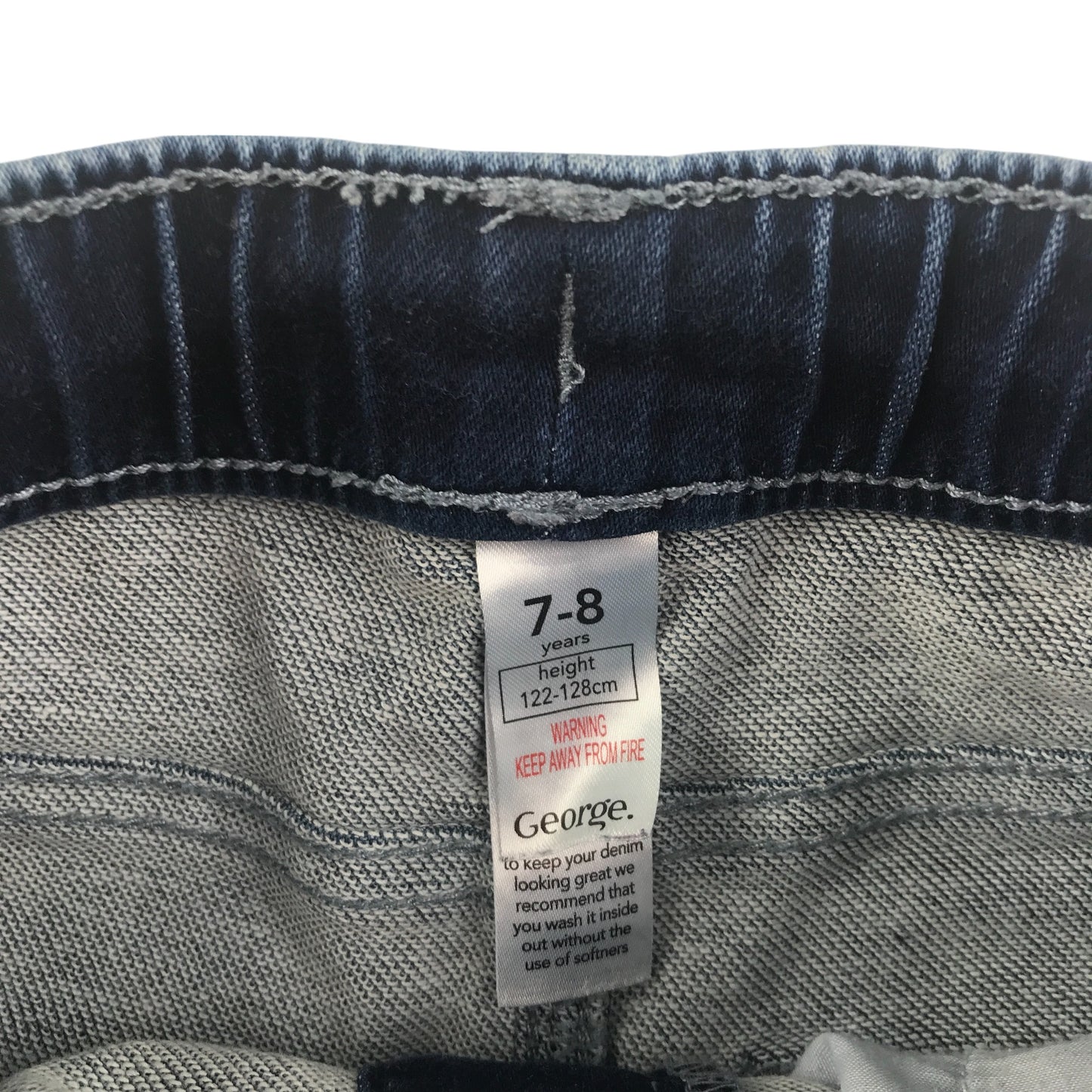 George shorts 7-8 years blue denim pull on with elasticated waist