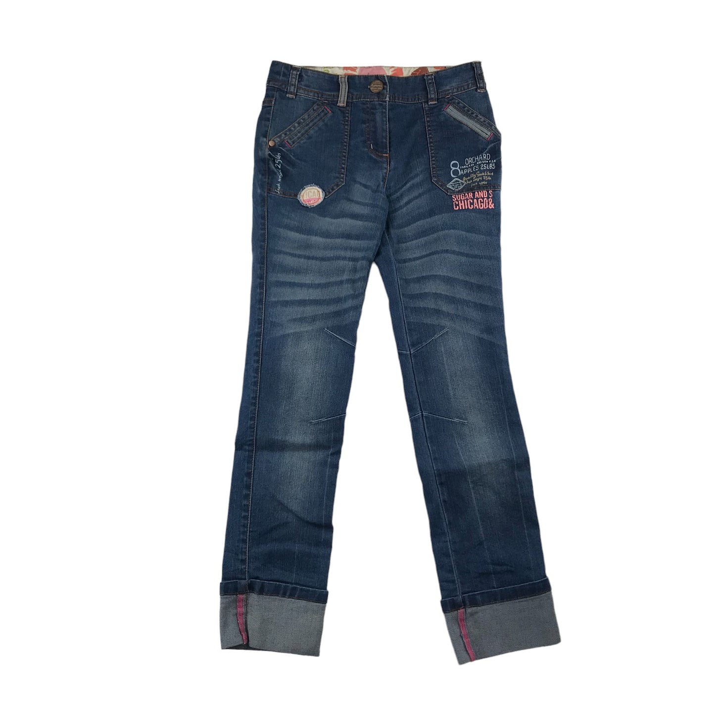 Next jeans 10 years blue straight fit embroidered and print detailing