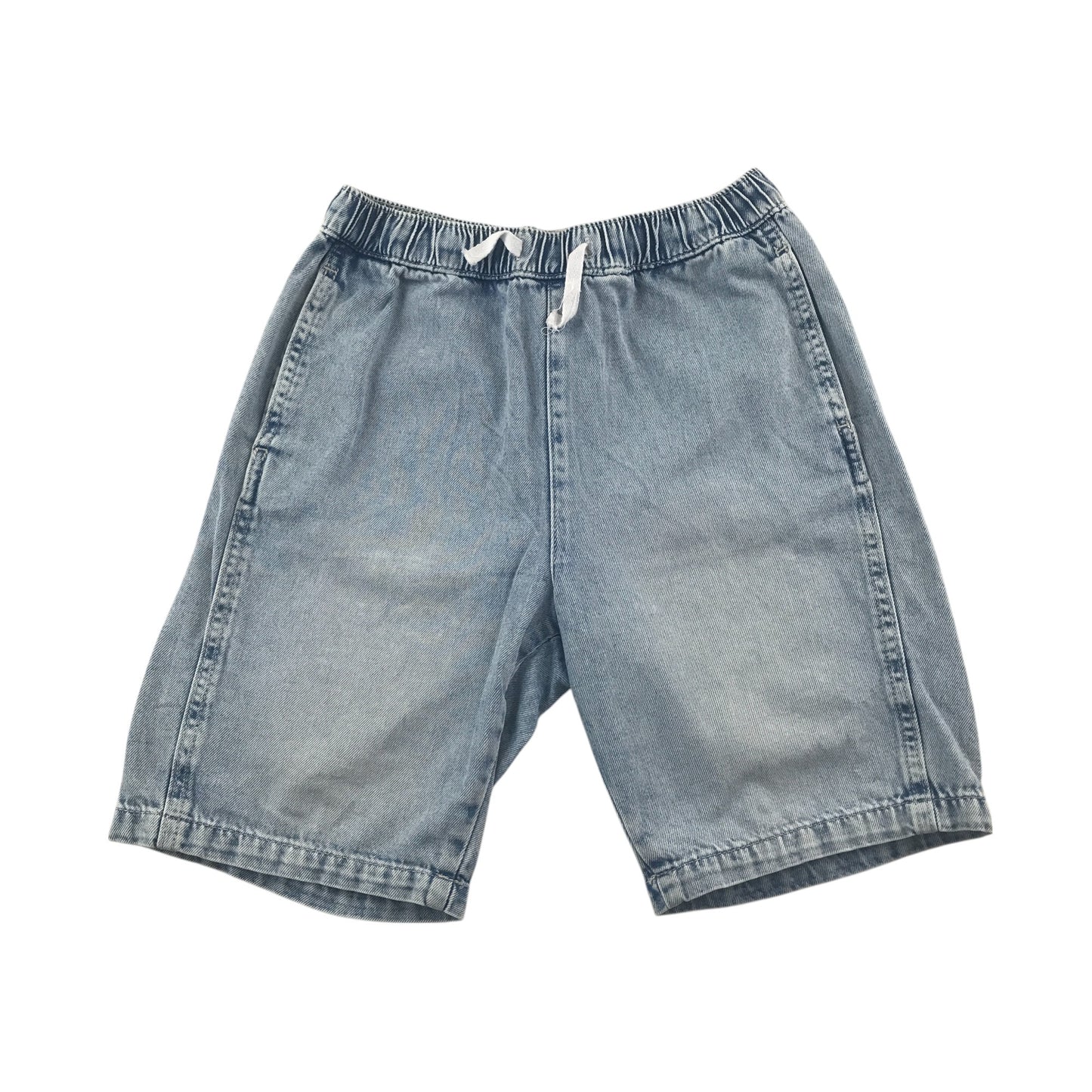 H&M shorts 9-10 years blue denim pull on with elasticated waist cotton