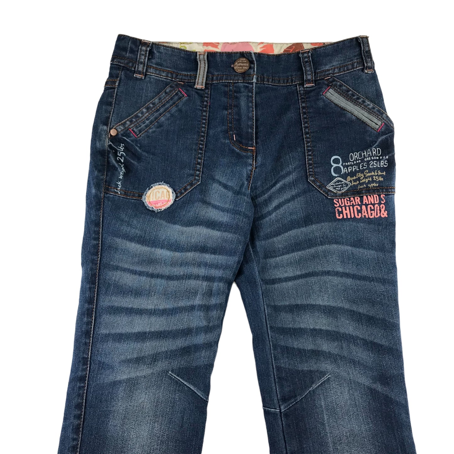 Next jeans 10 years blue straight fit embroidered and print detailing