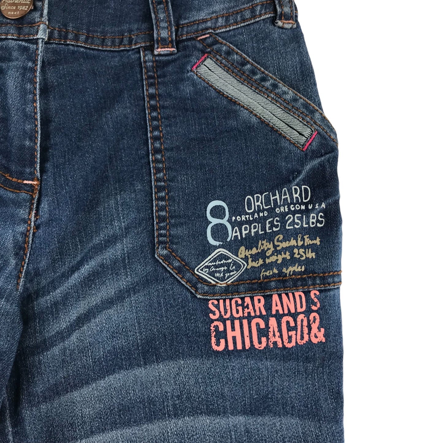 Next jeans 10 years blue straight fit embroidered and print detailing