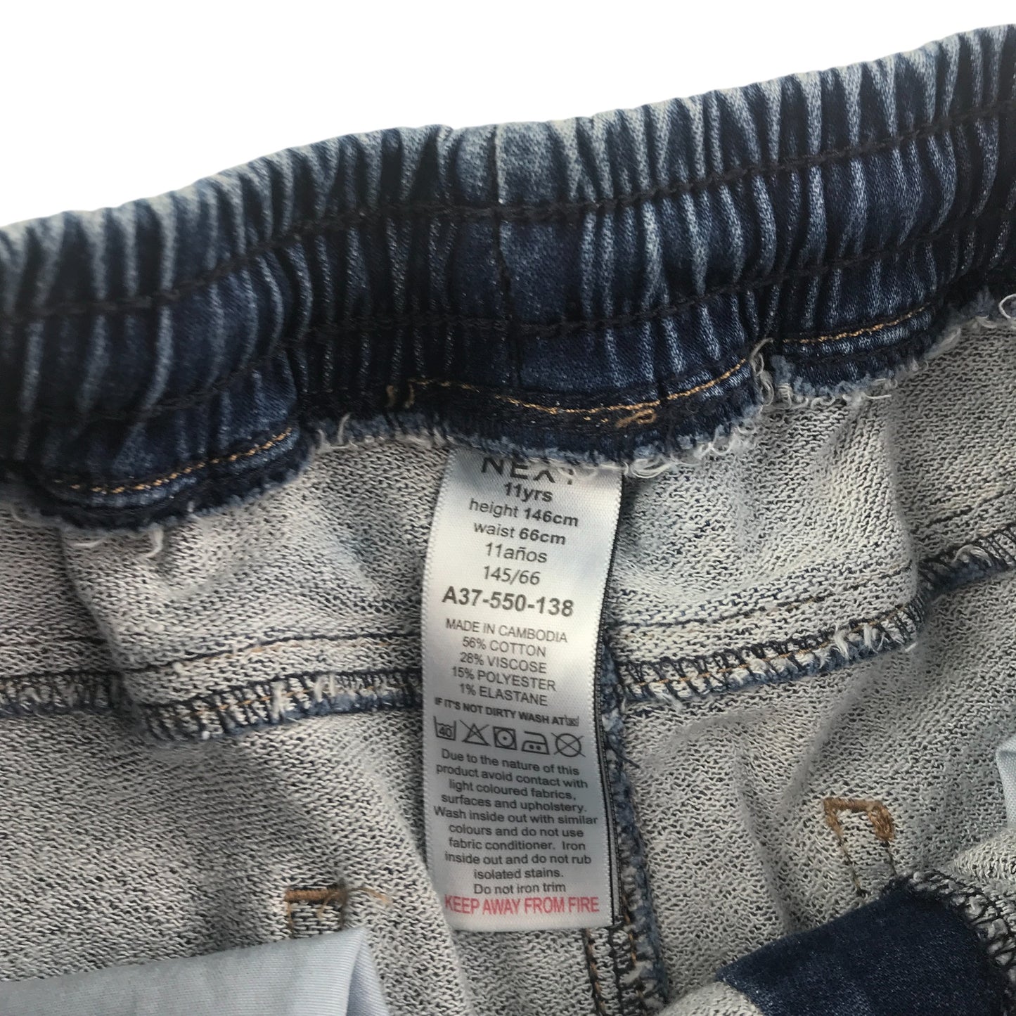 Next shorts 10-11 years blue denim pull on with elasticated waist