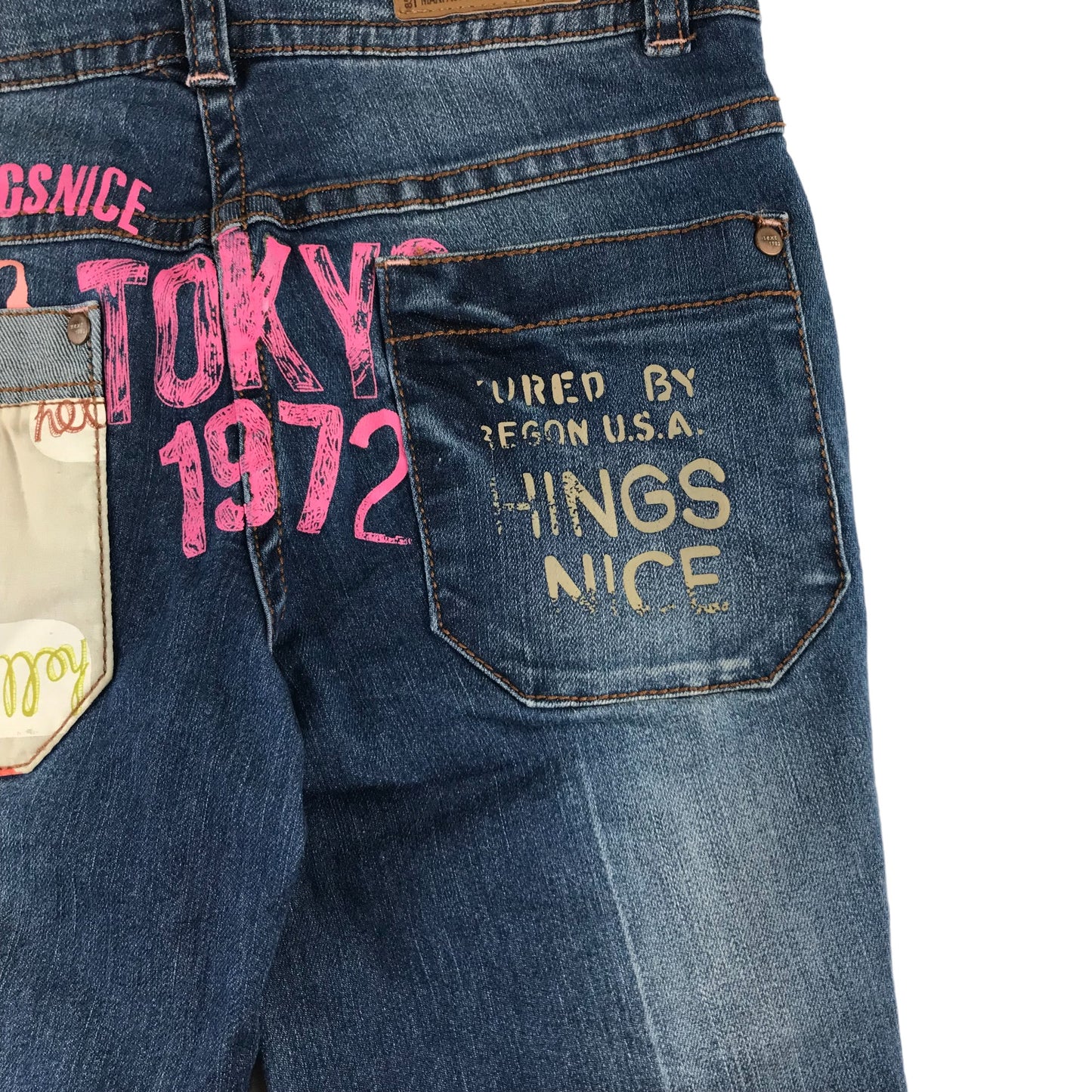 Next jeans 10 years blue straight fit embroidered and print detailing