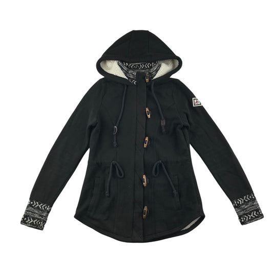 Hollister Coat Jacket Women's M Black Fluffy Interior