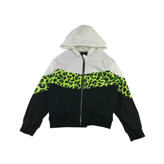 Shein Hoodie Age 9 White Panelled Neon Animal print