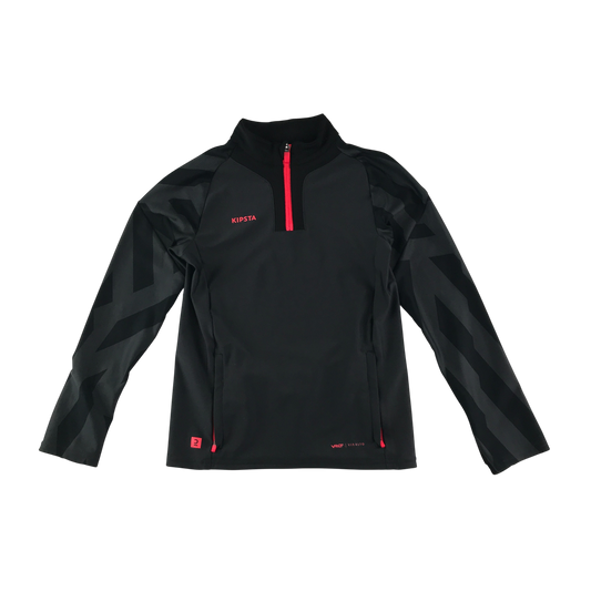 Decathlon Sport Fleece 8-9 Years Grey Quarter Zip Geometric Pattern