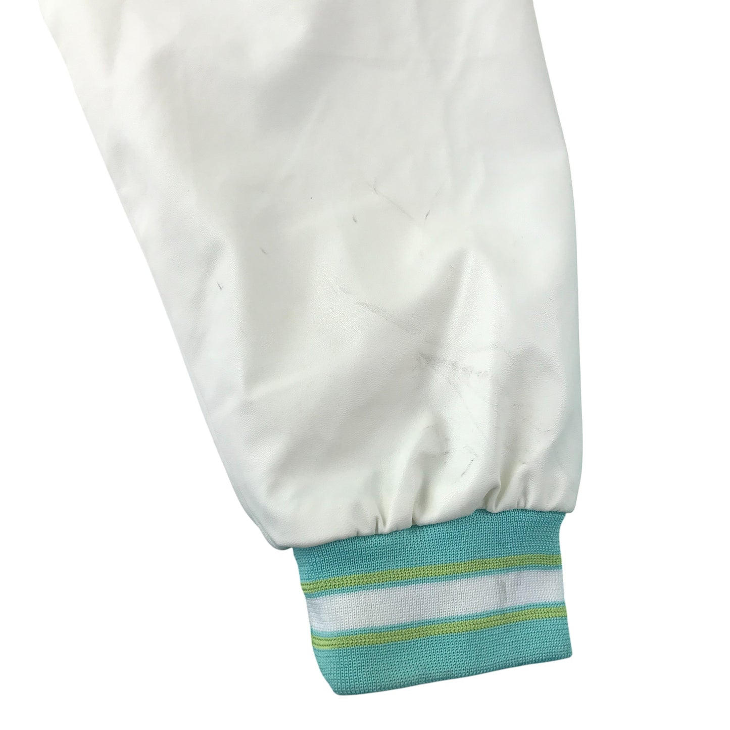 Baseball jacket size women's size M turquoise and white California embroidery faux leather