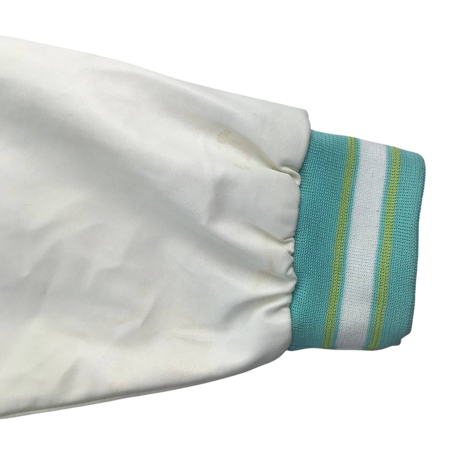 Baseball jacket size women's size M turquoise and white California embroidery faux leather