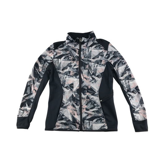 Decathlon Sport Jacket 7-8 Years Grey Geometric Pattern Panelled