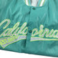Baseball jacket size women's size M turquoise and white California embroidery faux leather