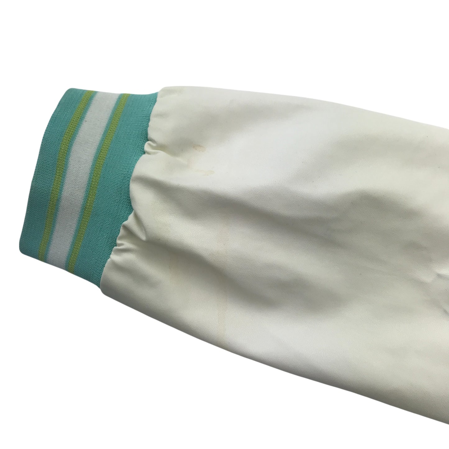 Baseball jacket size women's size M turquoise and white California embroidery faux leather