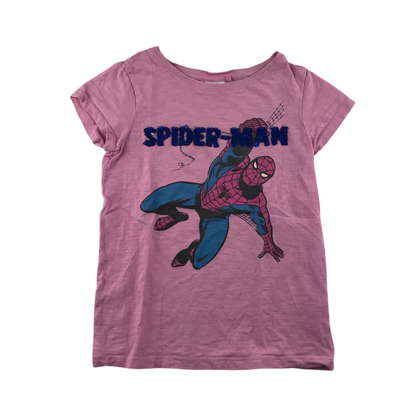 Next t-shirt 6-7 years pink Spiderman graphic reversible sequin