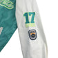 Baseball jacket size women's size M turquoise and white California embroidery faux leather