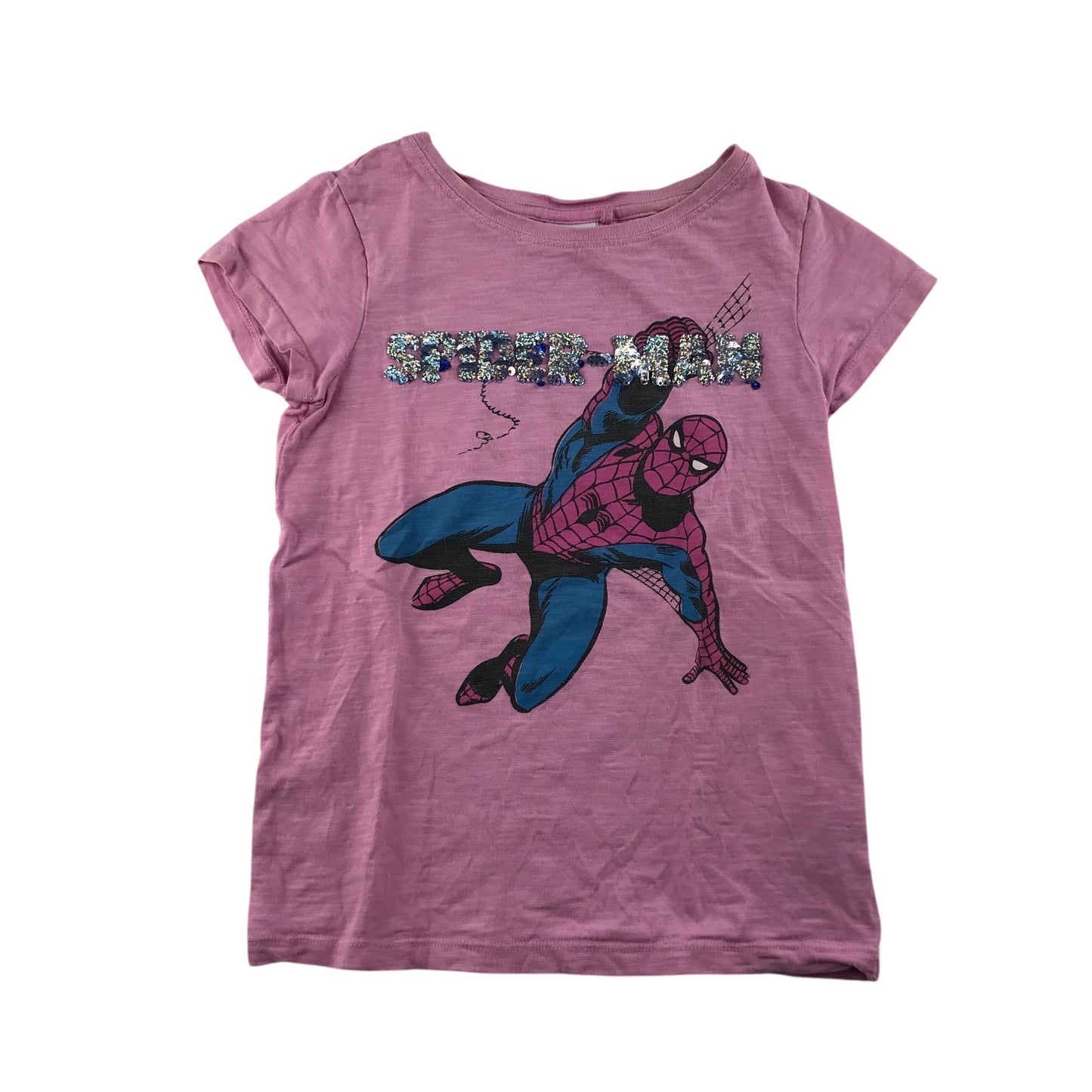 Next t-shirt 6-7 years pink Spiderman graphic reversible sequin