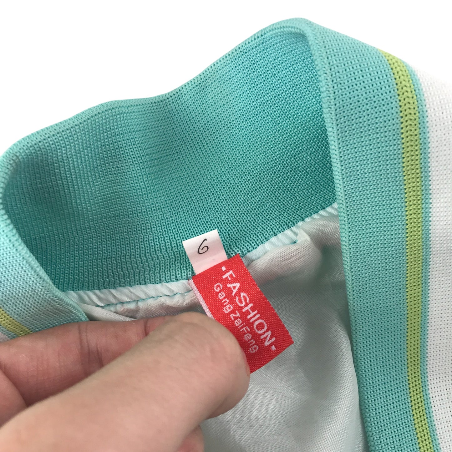Baseball jacket size women's size M turquoise and white California embroidery faux leather