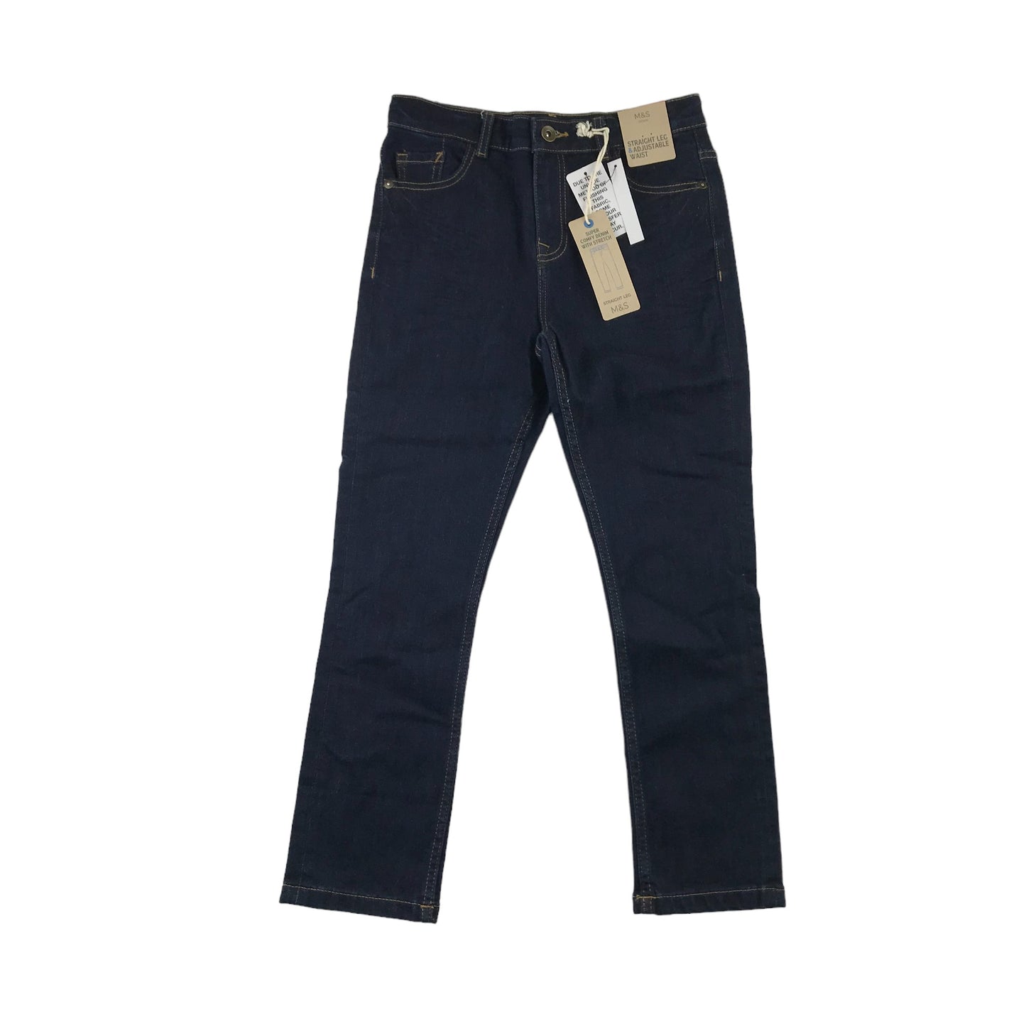 M&S jeans 9-10 years dark navy straight leg stretch The Jones style