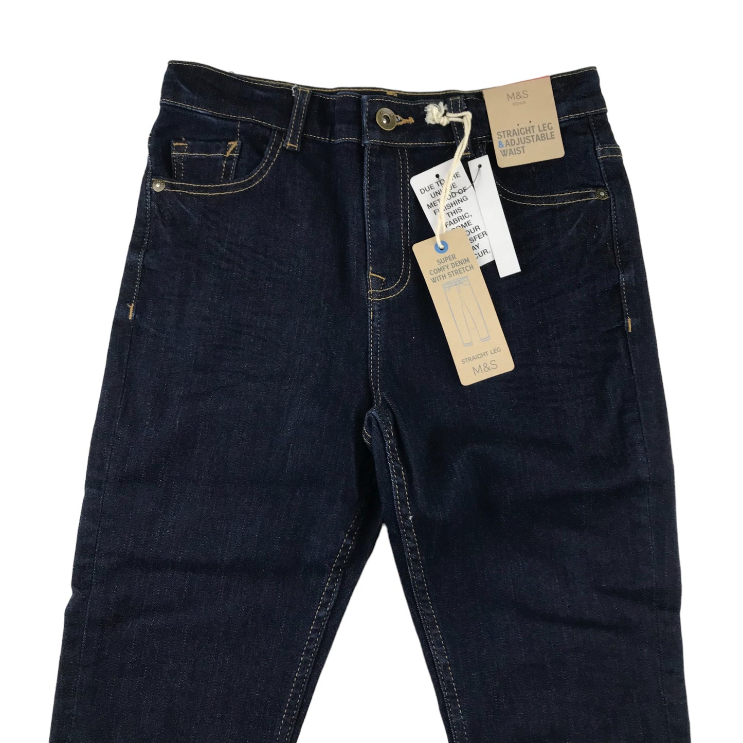 M&S jeans 9-10 years dark navy straight leg stretch The Jones style