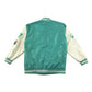 Baseball jacket size women's size M turquoise and white California embroidery faux leather