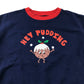 John Lewis Festive Sweatshirt 6-7 Years Navy Christmas Pudding with Light Green Sleeves Cotton