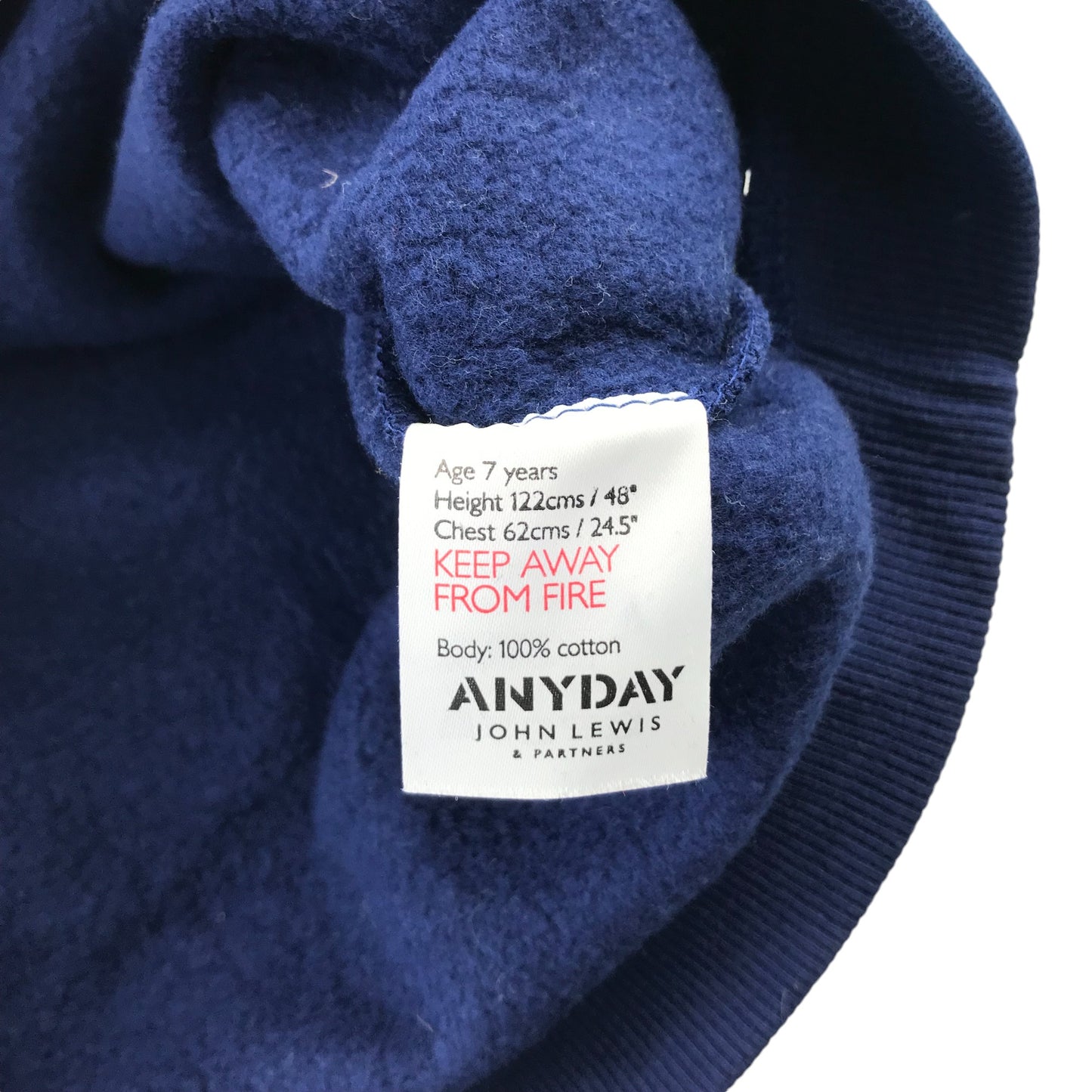 John Lewis Festive Sweatshirt 6-7 Years Navy Christmas Pudding with Light Green Sleeves Cotton