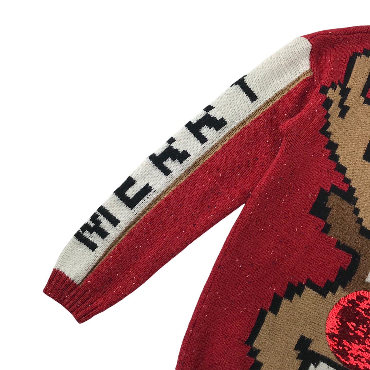 Next Festive Jumper 7-8 Years Red Rudolph Graphic with Sequin Red Noise