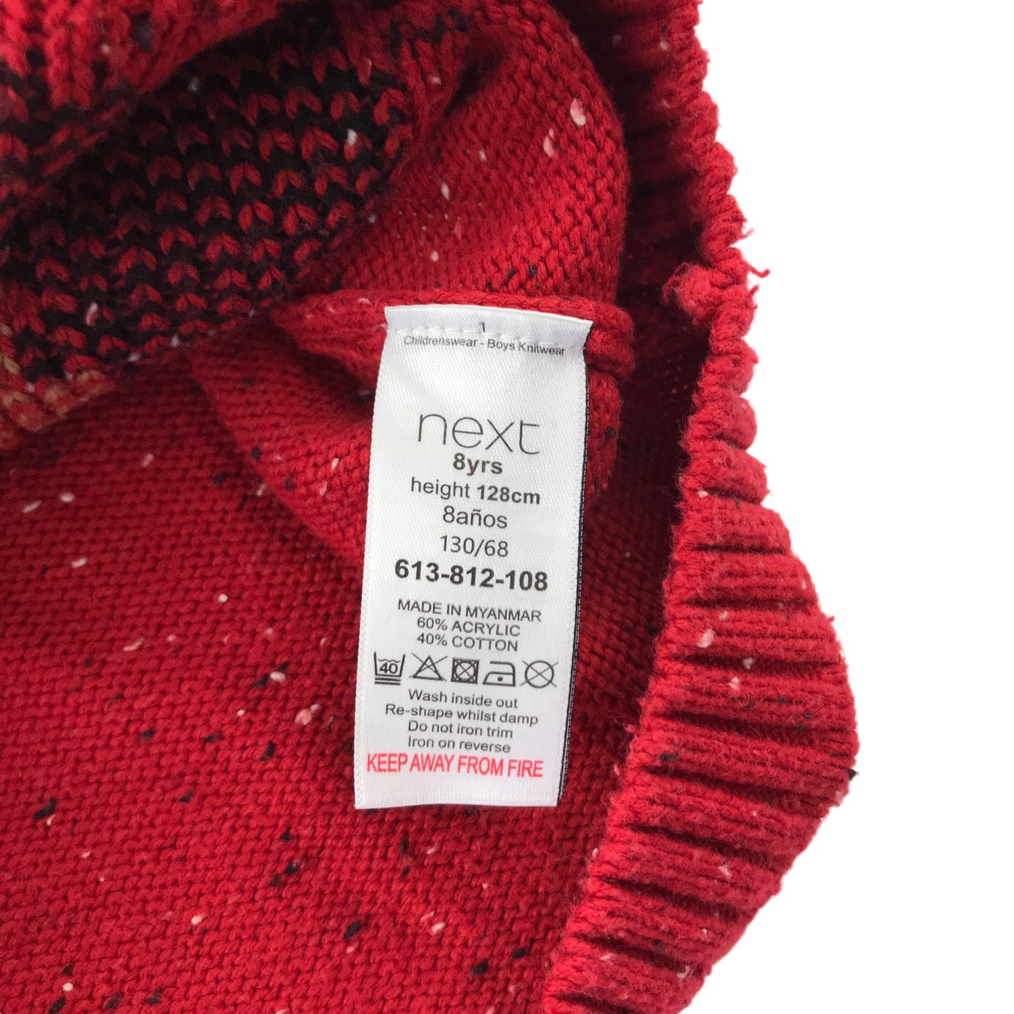 Next Festive Jumper 7-8 Years Red Rudolph Graphic with Sequin Red Noise