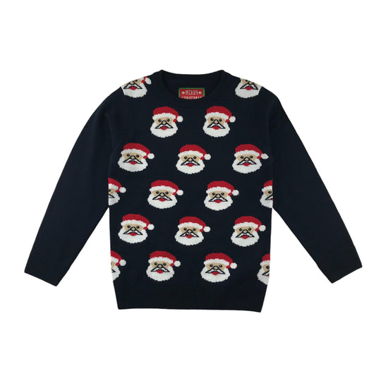 Festive Sweatshirt 7-8 Years Navy Santa Graphic Print